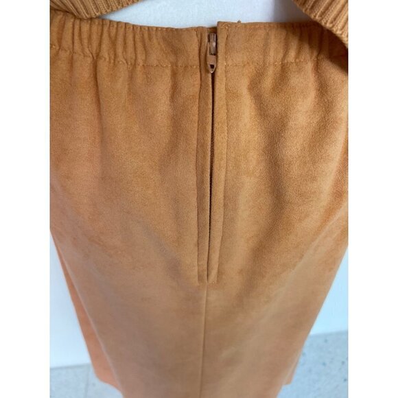 St.Croix Knits Skirt Set Womens Size 12 Wool Ultrasuede Cardigan Peach Toffee - Picture 8 of 15